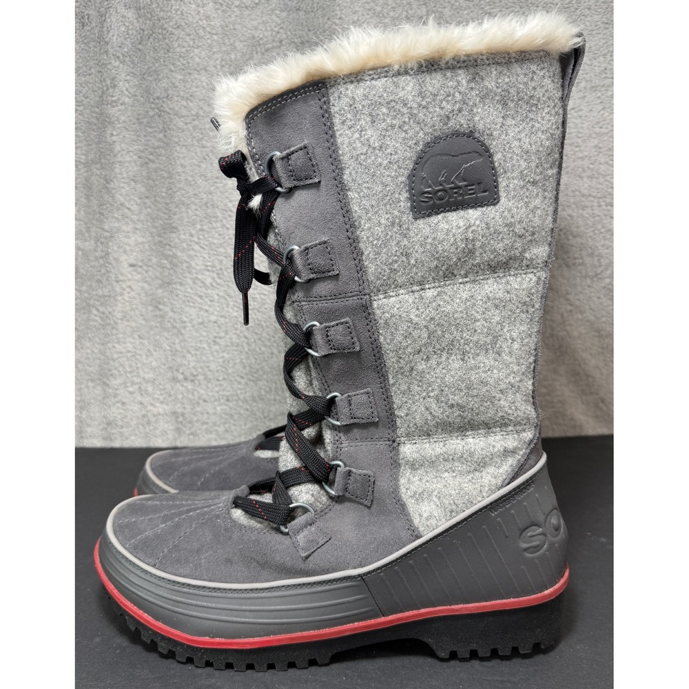 Sorel Tofino II Winter Boots Womens 10 Grey Felt Suede Waterproof NL2330-089